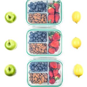 Glass Storage Containers with Lids - Divided Lunch Containers Food Container 