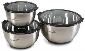 FGS Kitchen Stainless Steel Mixing Bowls with Transparent Lids S6SA6S SYGS88
