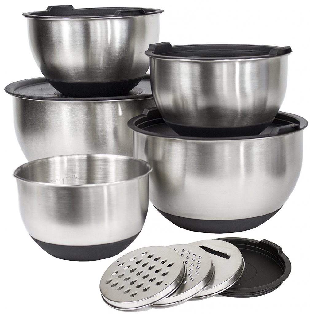 stainless steel mixing bowls with lids set